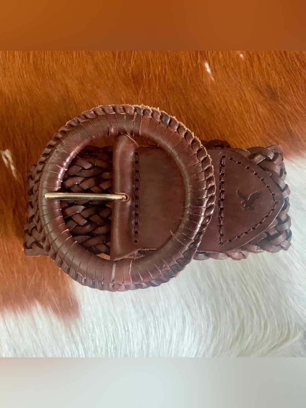 AMERICAN EAGLE Brown Leather Braided Belt